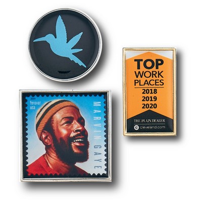 1¼ (1.25") Square w/Rounded Corners USA Printed Rush Photo Lapel Pin (4 Days)